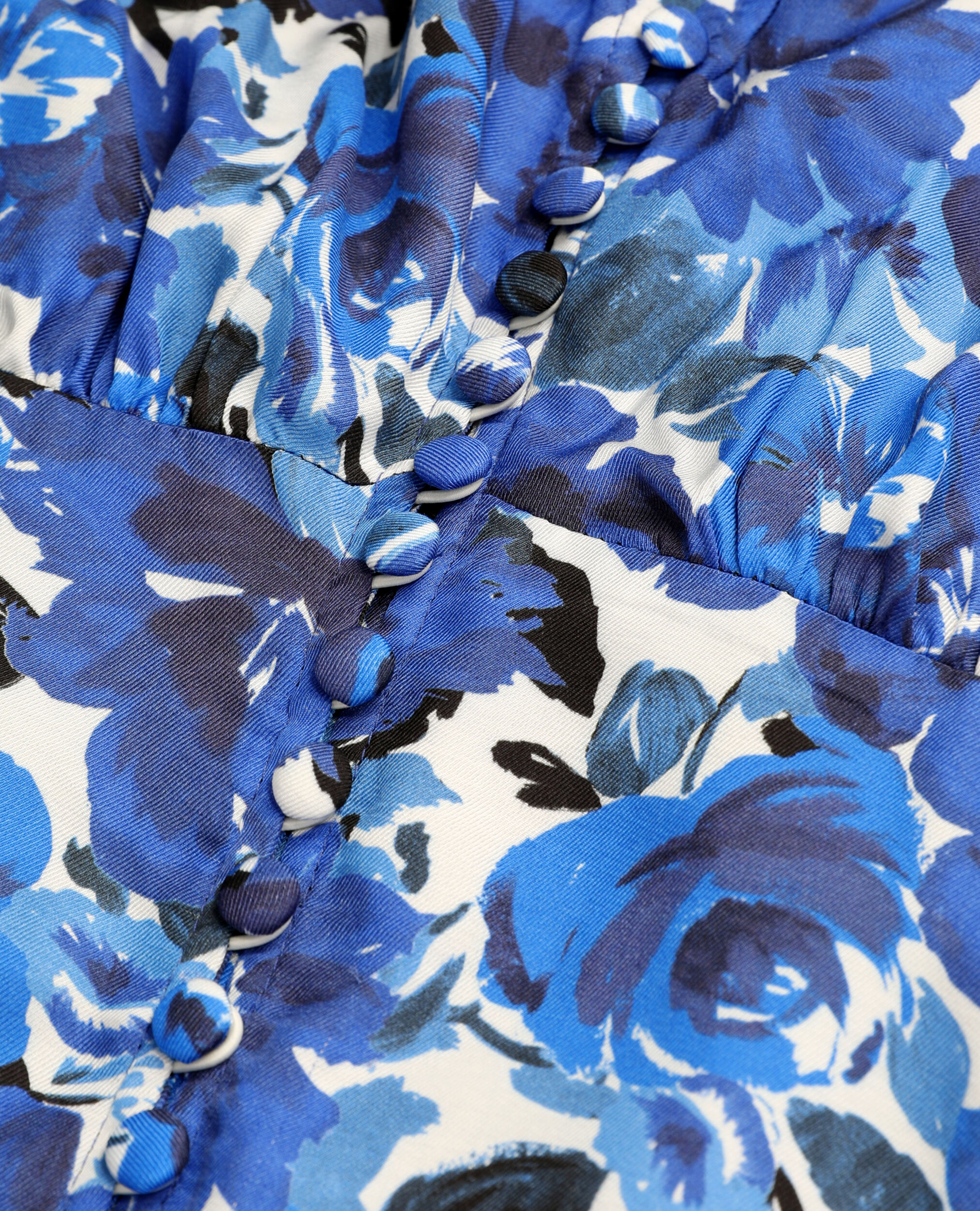 Long printed dress with buttons, BLUE WHITE, hi-res image number null
