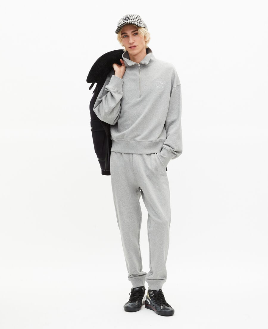 The Kooples HOMME GREY MELANGE sweatshirt col camionneur gris