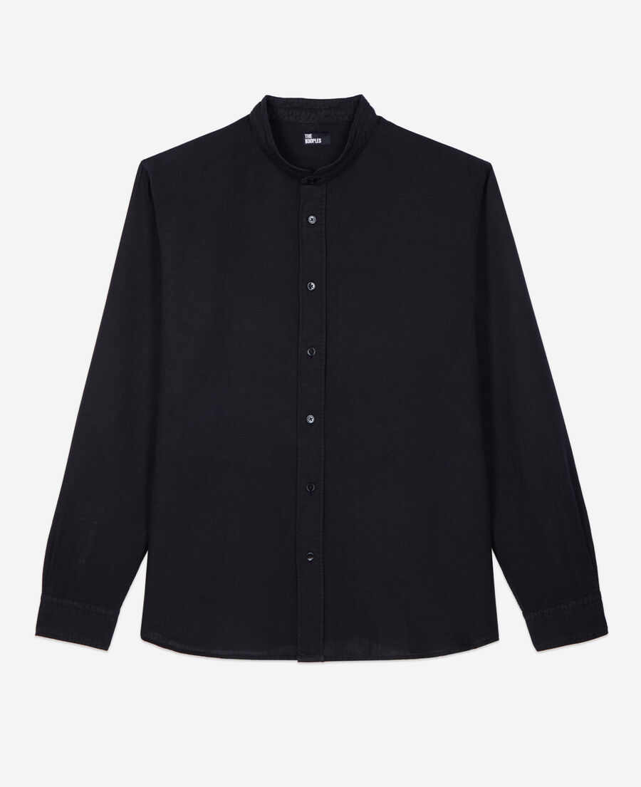 chemise noire en coton et lin