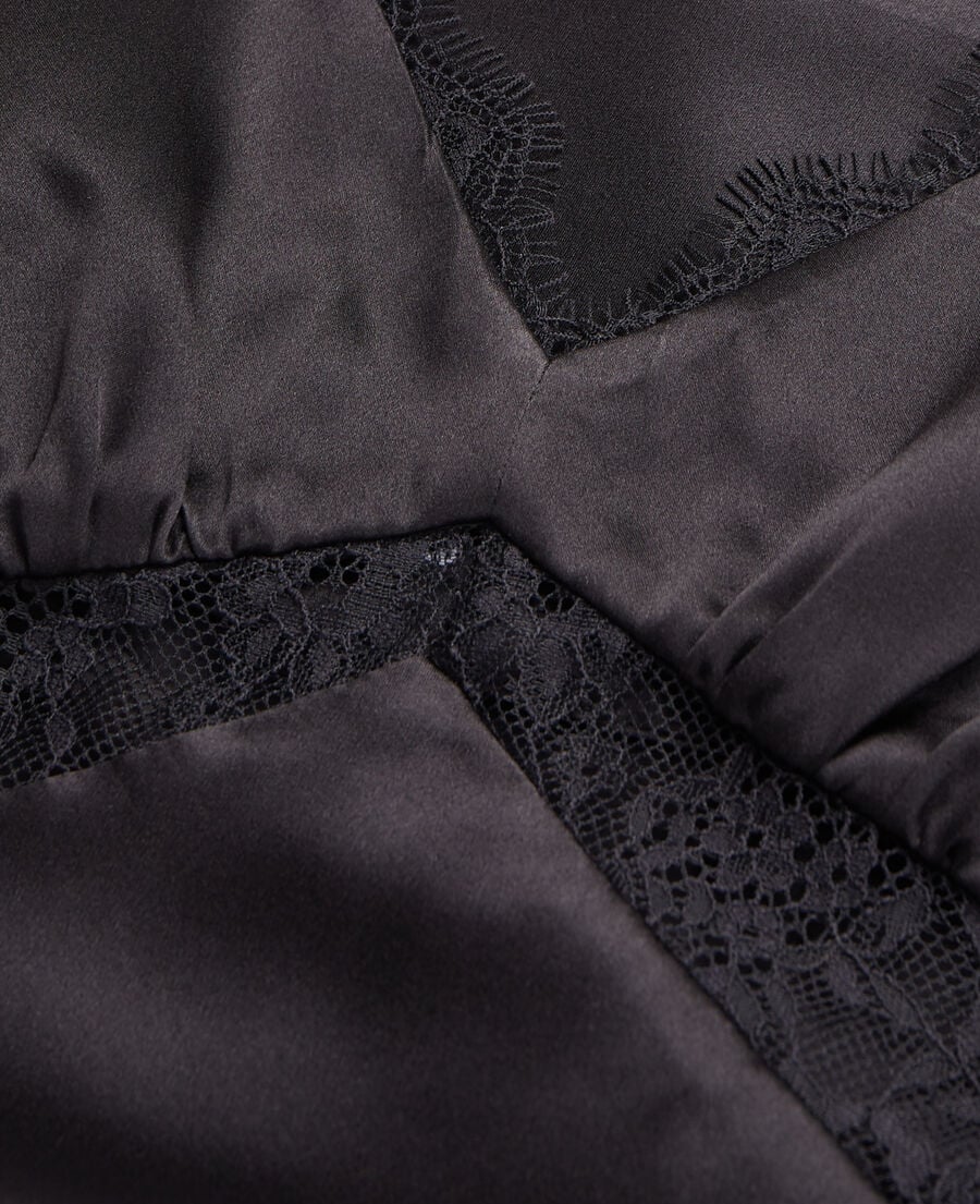 The Kooples FEMME BLACK caraco en soie avec dentelle noir