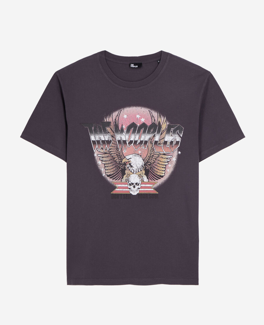 carbongraues t-shirt mit rock eagle-siebdruck