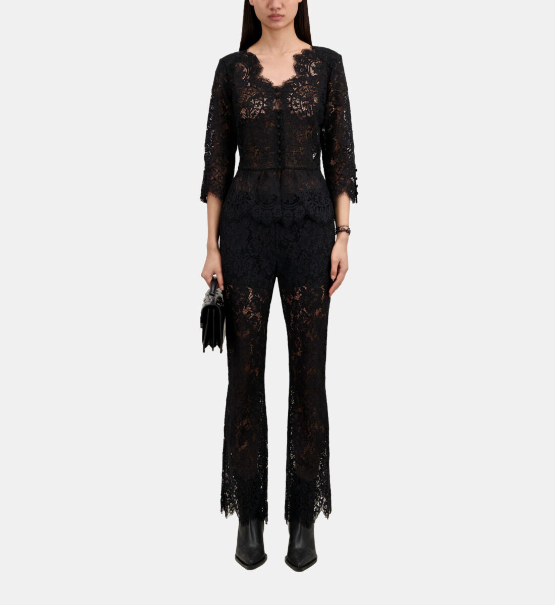 Black lace trousers