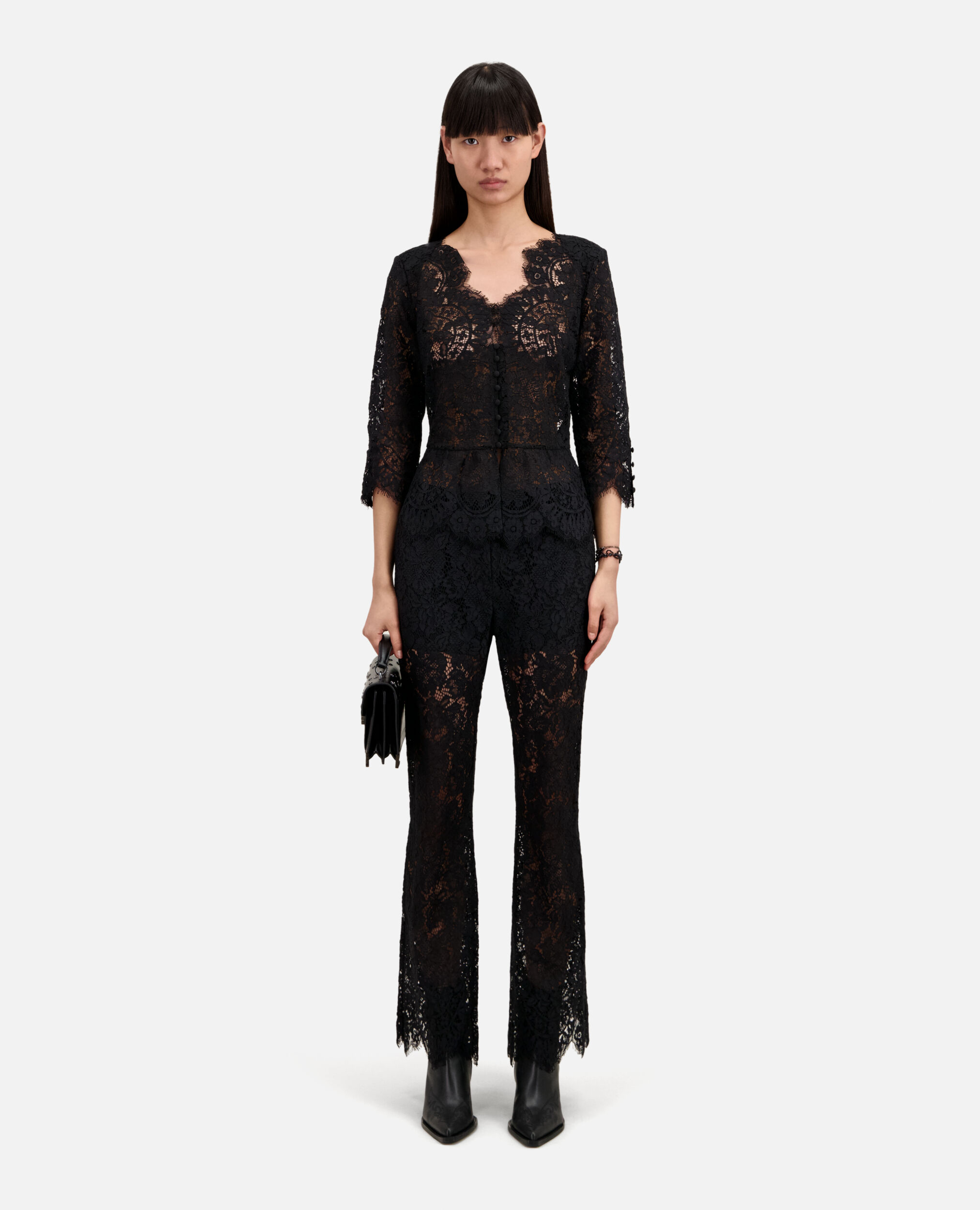 Black lace trousers, BLACK, hi-res image number null