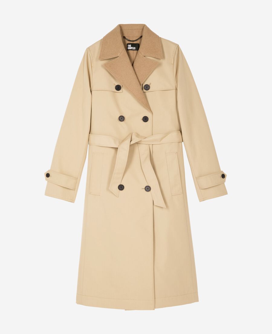 The Kooples FEMME LIGHT BEIGE manteau doubl&eacute; en laine m&eacute;lang&eacute;e beige
