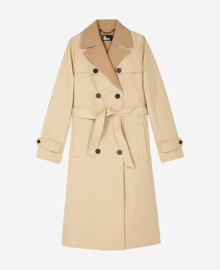 The Kooples FEMME LIGHT BEIGE manteau doubl&eacute; en laine m&eacute;lang&eacute;e beige