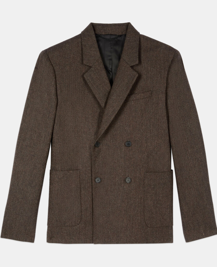 The Kooples HOMME BROWN veste de costume marron en laine