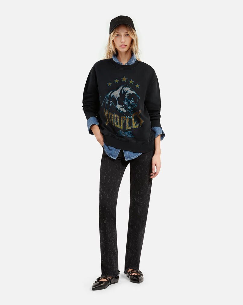 The Kooples FEMME BLACK WASHED sweatshirt à sérigraphie noir