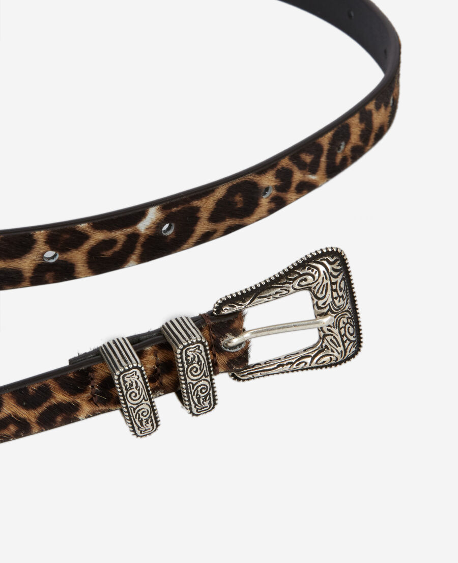 cinturón fino de piel leopardo