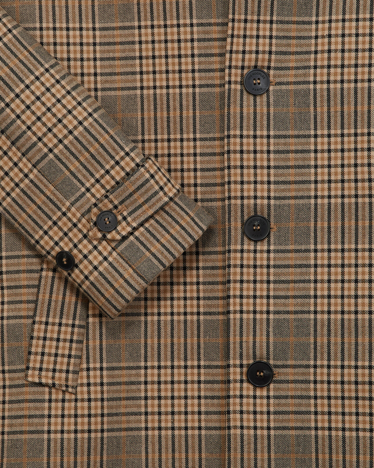 The Kooples HOMME CAMEL / BLACK trench beige et noir à carreaux