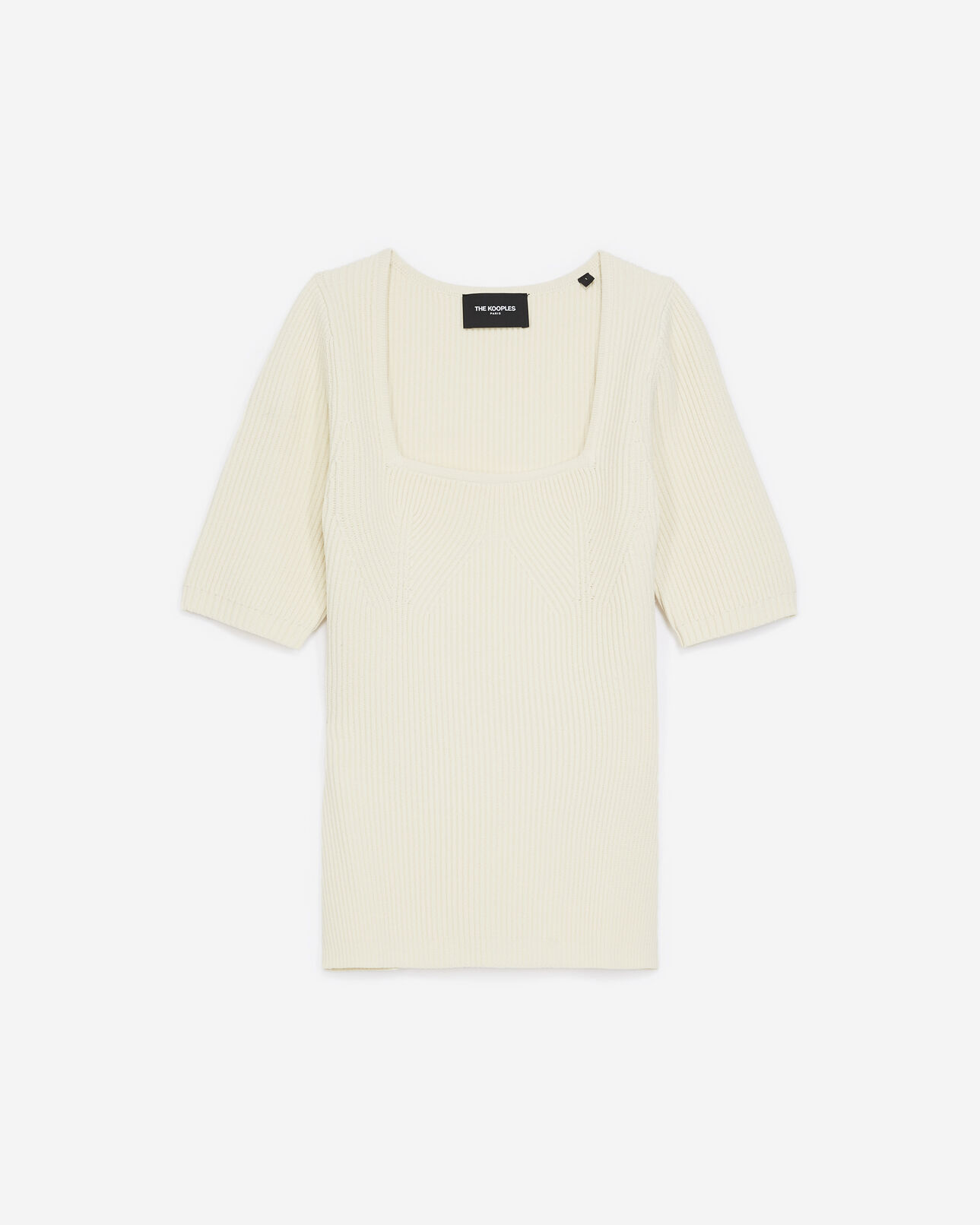 The Kooples FEMME ECRU pull maille fine écrue à encolure carrée