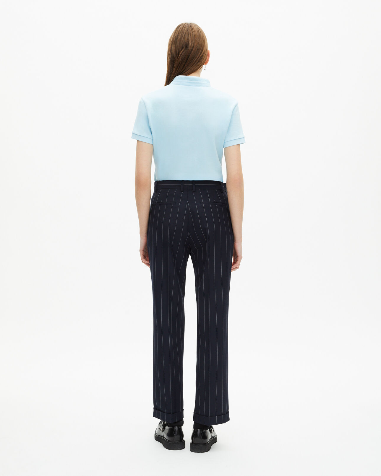 The Kooples WOMEN NAVY straight-leg wool blend tennis stripe tailored pants
