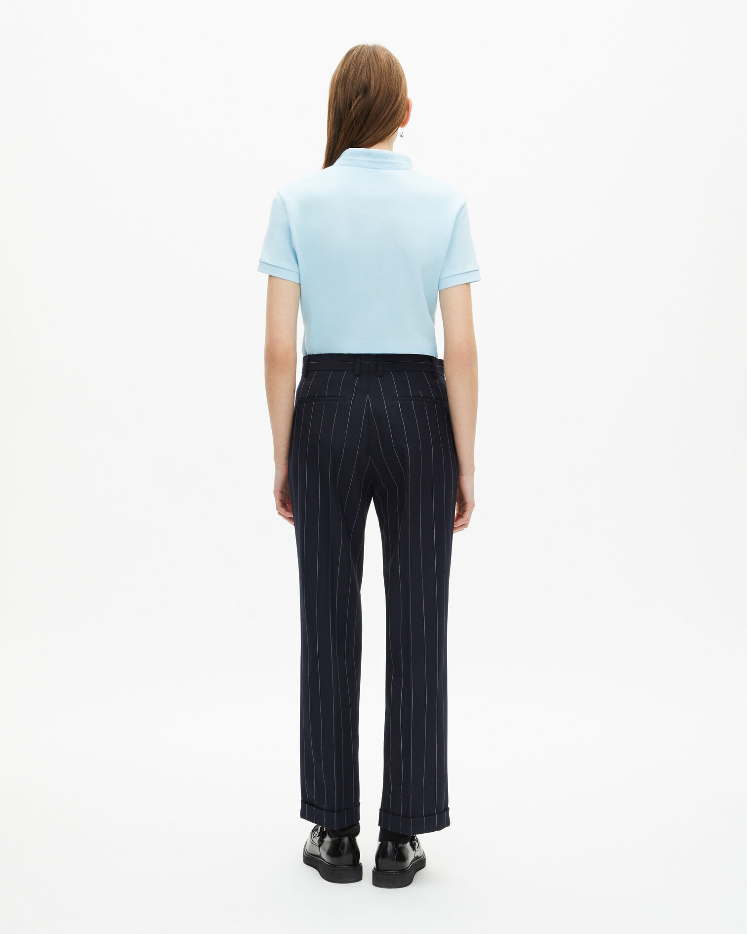 Straight-leg wool blend tennis stripe tailored pants, NAVY, hi-res image number null