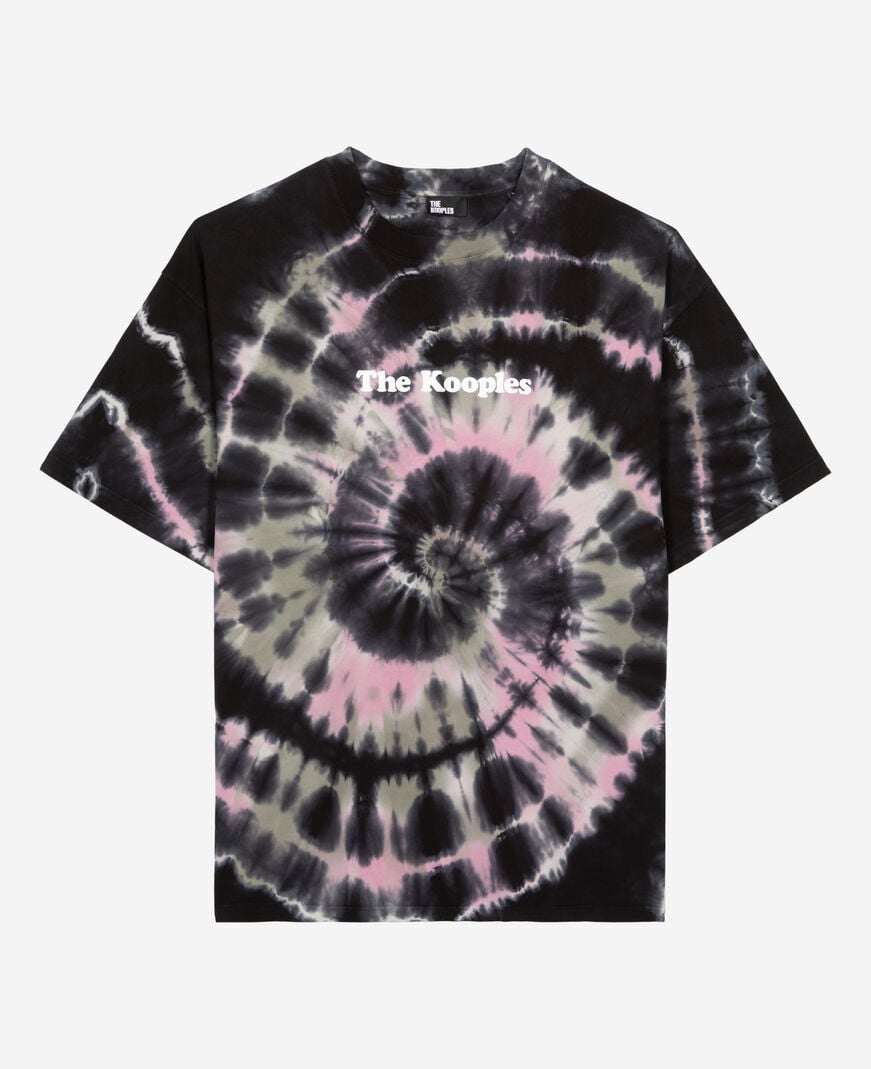 The Kooples MEN ECRU GREEN black tie-dye t-shirt