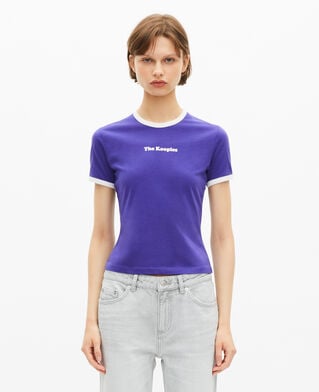 The Kooples FEMME ELECTRIC BLUE t-shirt avec s&eacute;rigraphie violet