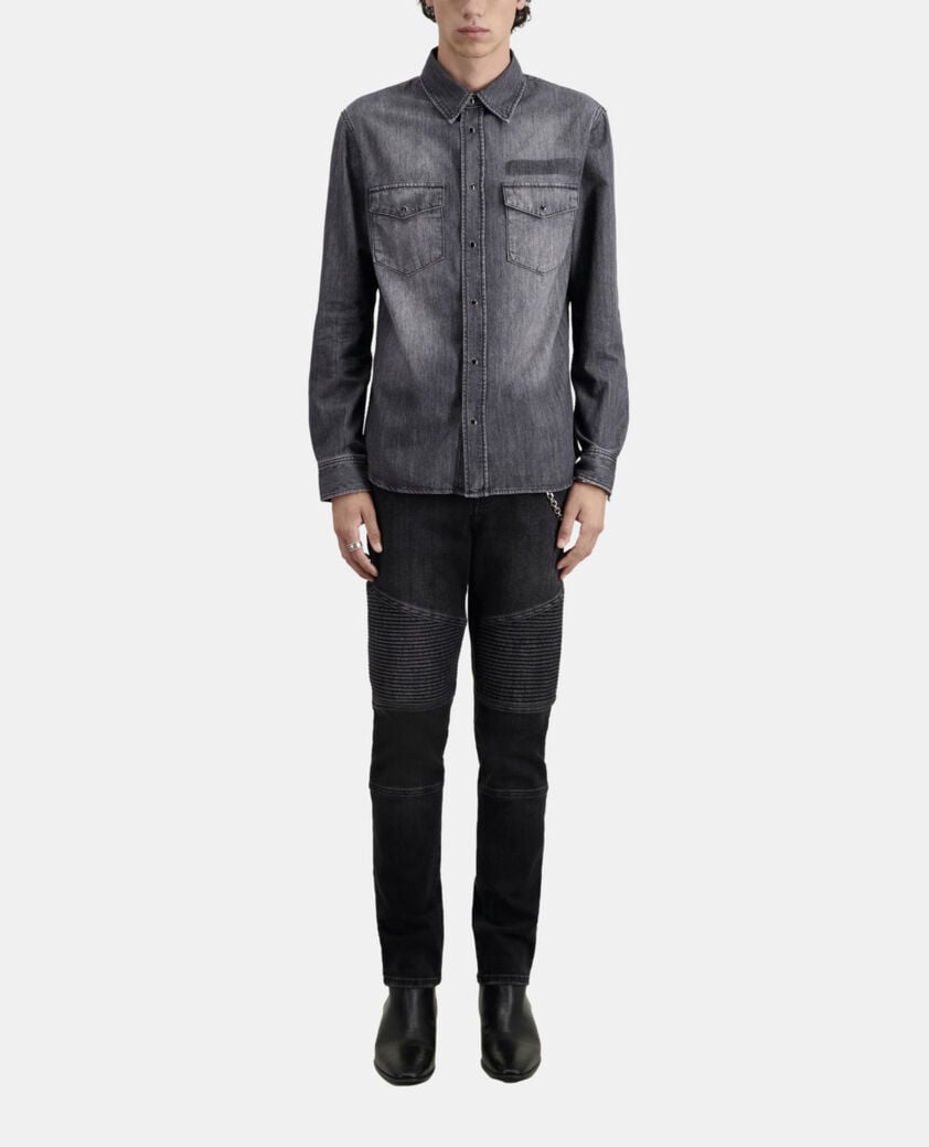 The Kooples H LIGHT GREY MEL/WHITE grey denim shirt
