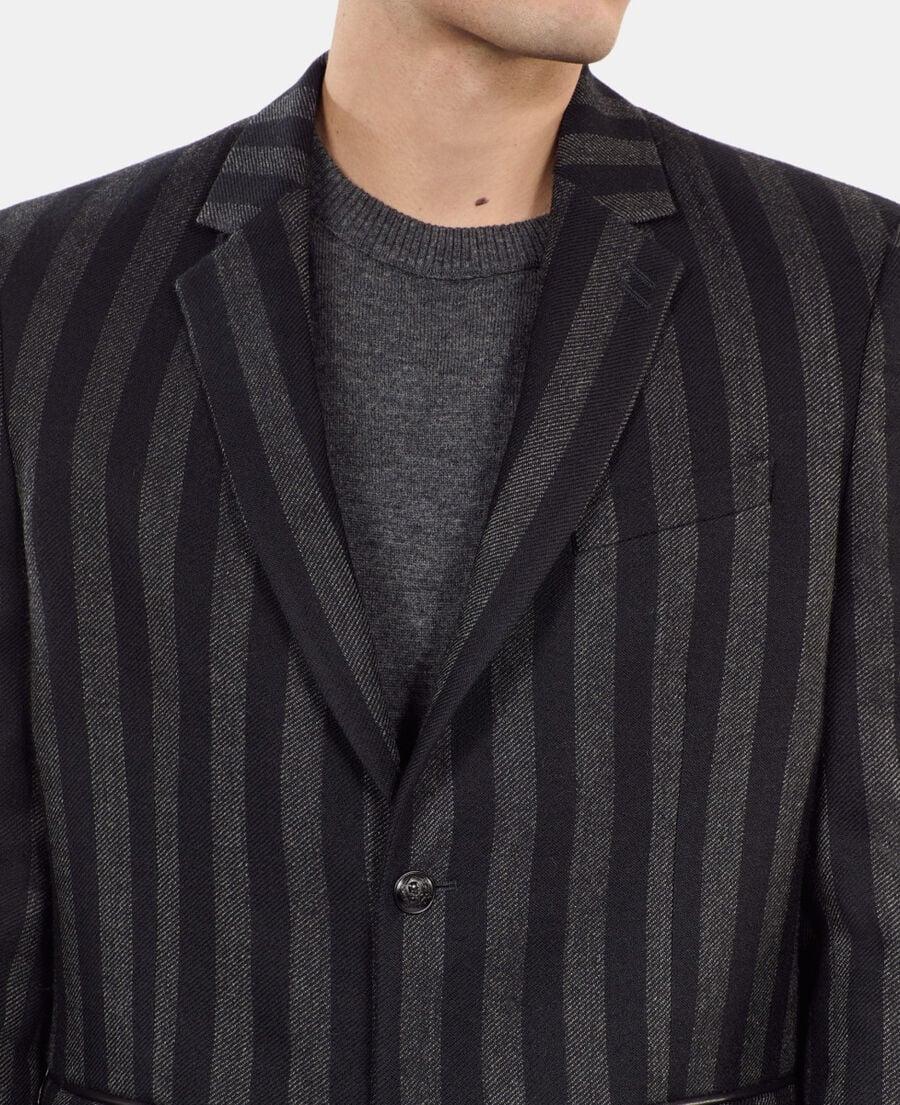 The Kooples H BLACK GREY striped wool blazer