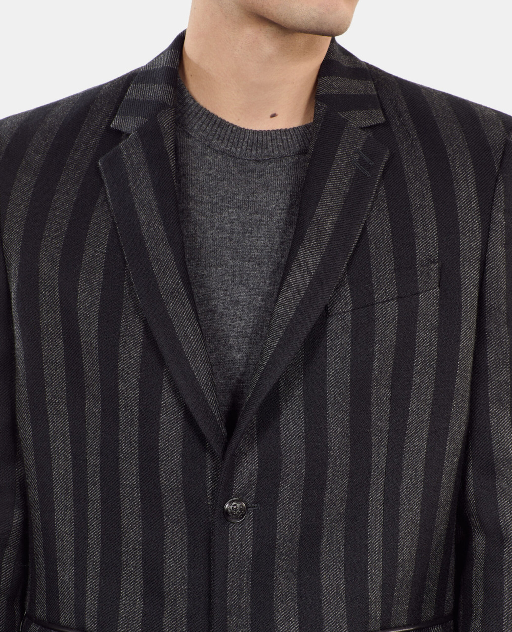Striped wool blazer, BLACK GREY, hi-res image number null