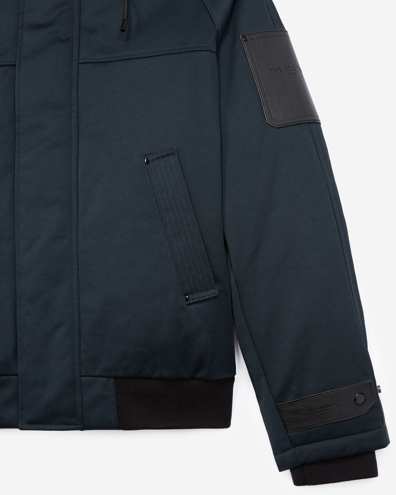 The Kooples HOMME DARK NAVY doudoune coton bleu marine à détail cuir