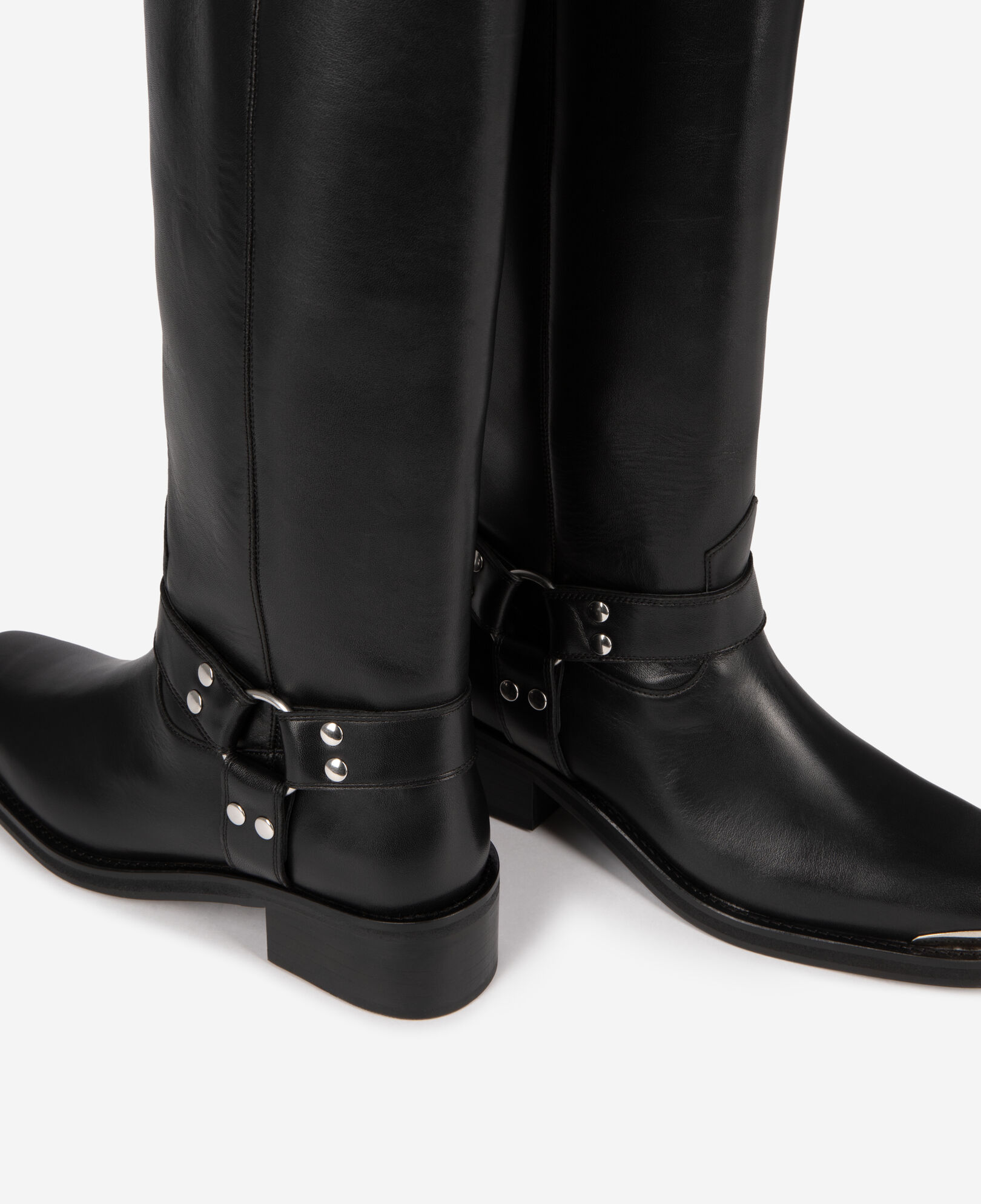 The Kooples FEMME BLACK bottes à sangles en cuir noir