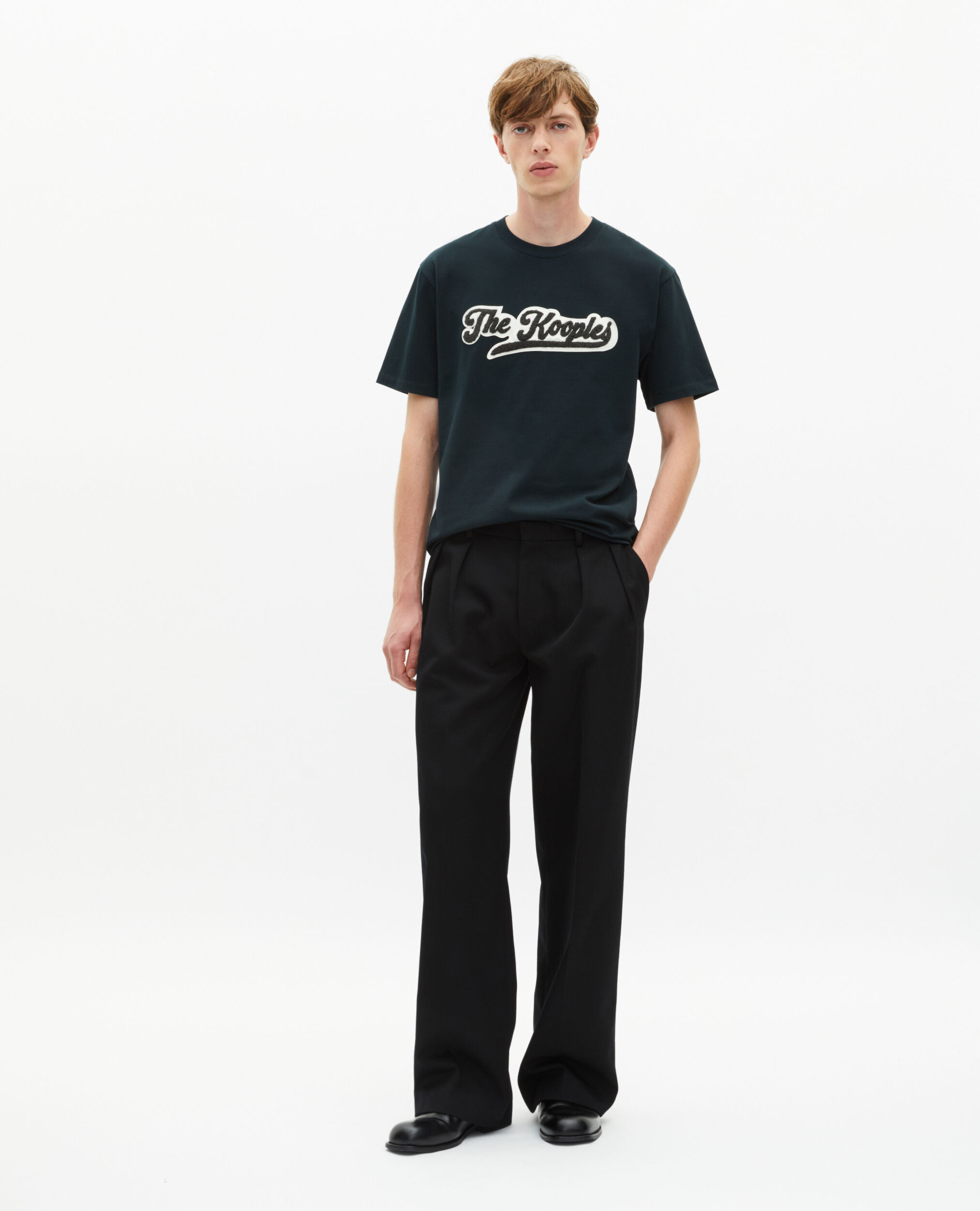 T-shirt with dark green patch, BOTTLE GREEN, hi-res image number null