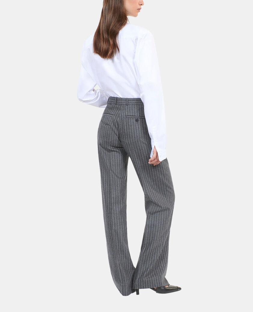 The Kooples WOMEN LIGHT GREY straight striped tailored pants