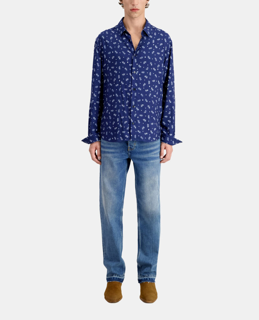 The Kooples HERREN WHITE / NAVY bedrucktes hemd