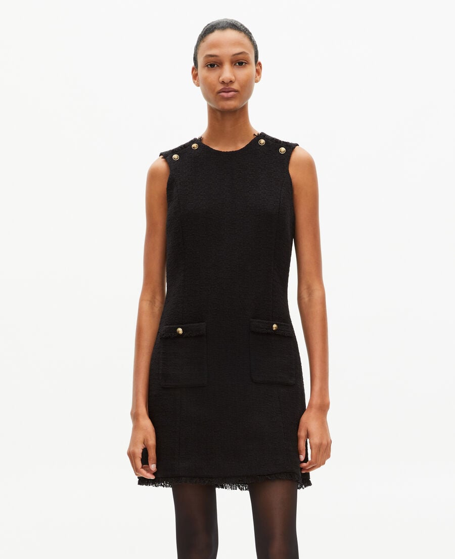 The Kooples WOMEN BLACK short black tweed dress