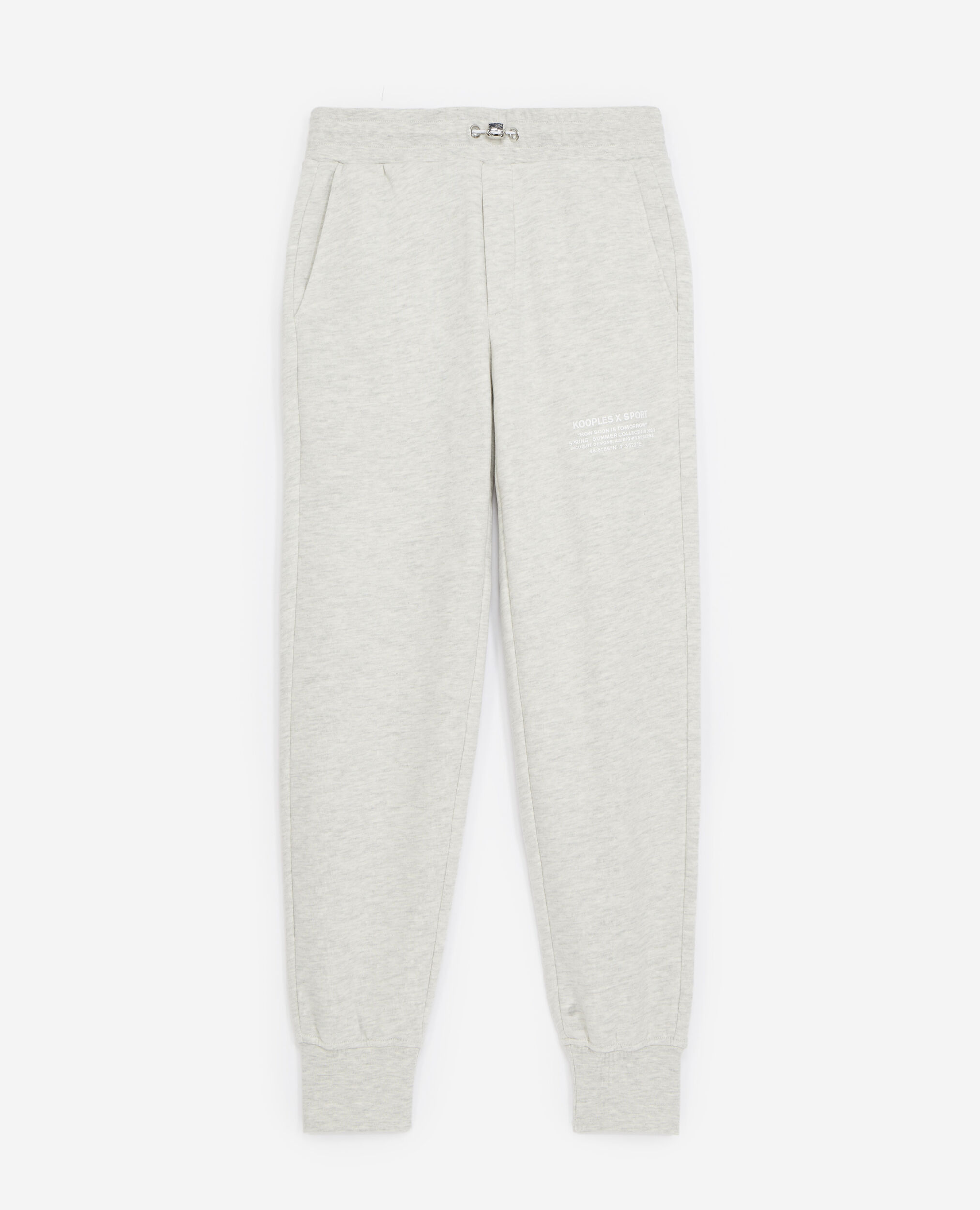 Gray joggers with rubber logo, LIGHT GREY MELANGE, hi-res image number null