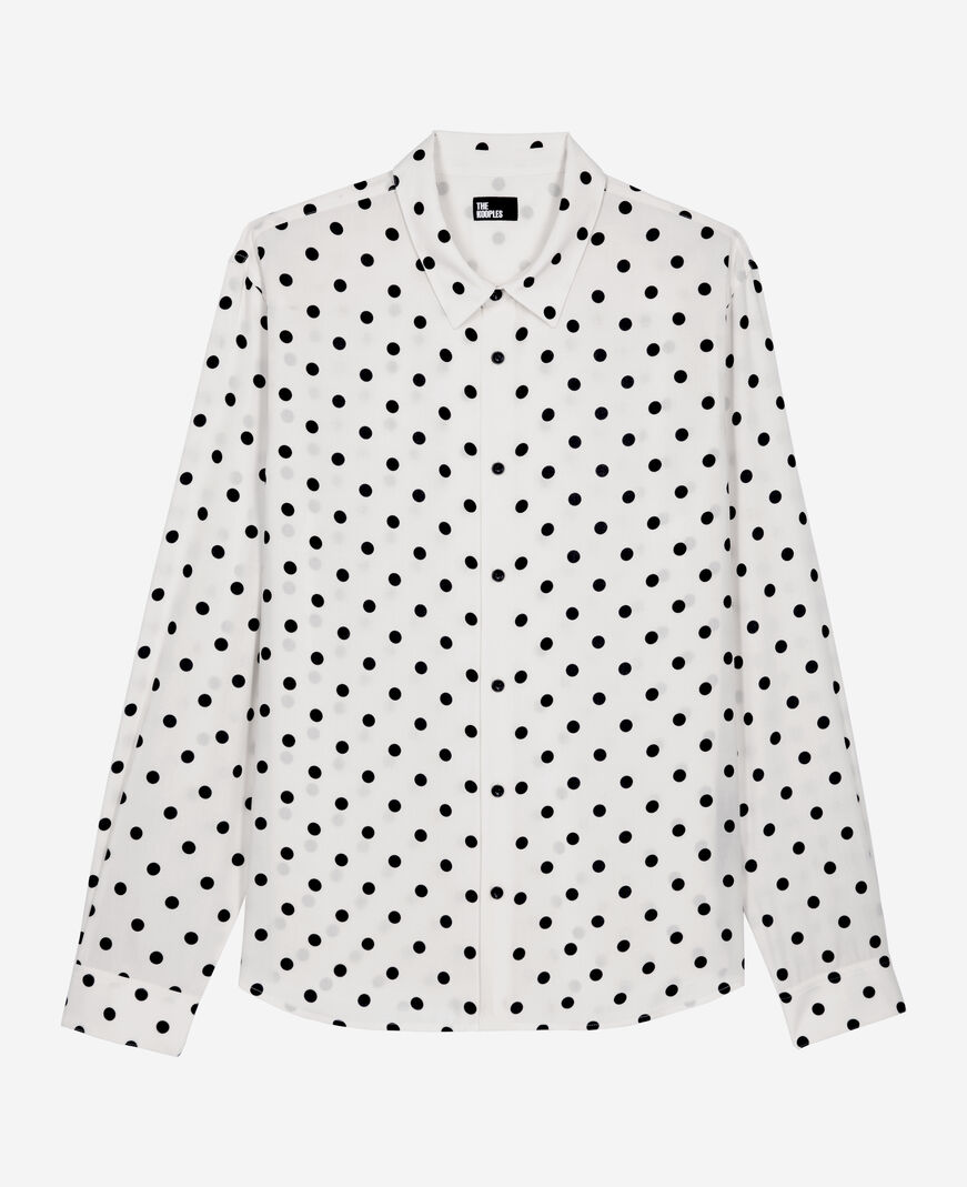 The Kooples MEN WHITE / BLACK white polka dot printed shirt