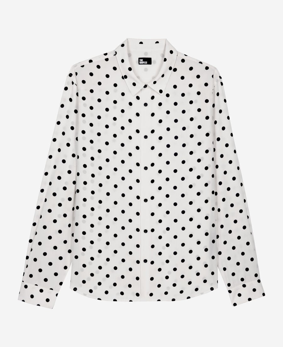 The Kooples MEN WHITE / BLACK white polka dot printed shirt