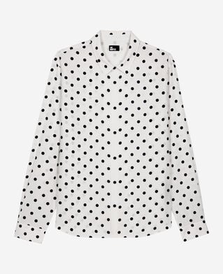 The Kooples MEN WHITE / BLACK white polka dot printed shirt