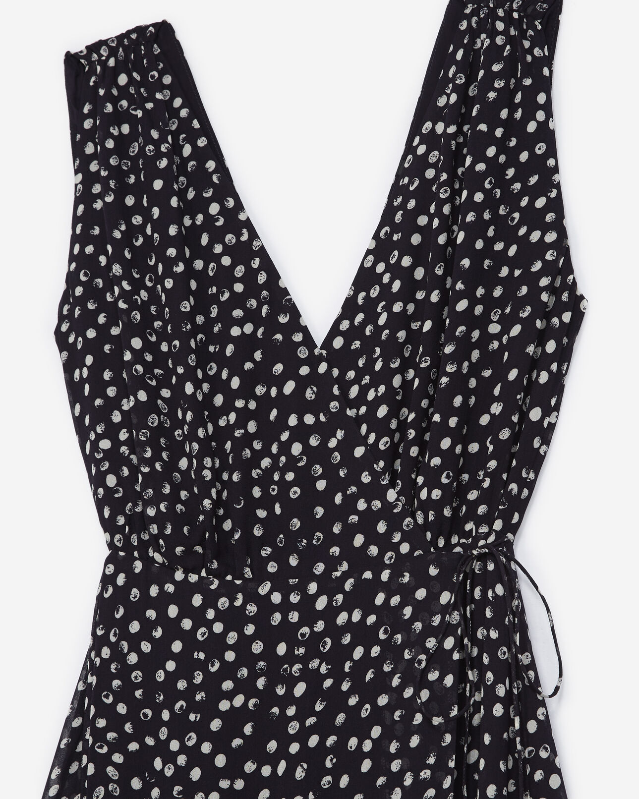 The Kooples FEMME NAVY / WHITE robe portefeuille bleu marine à pois