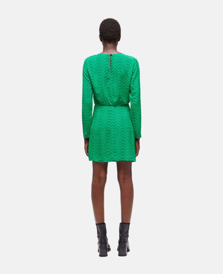 robe courte imprimée zigzag verte