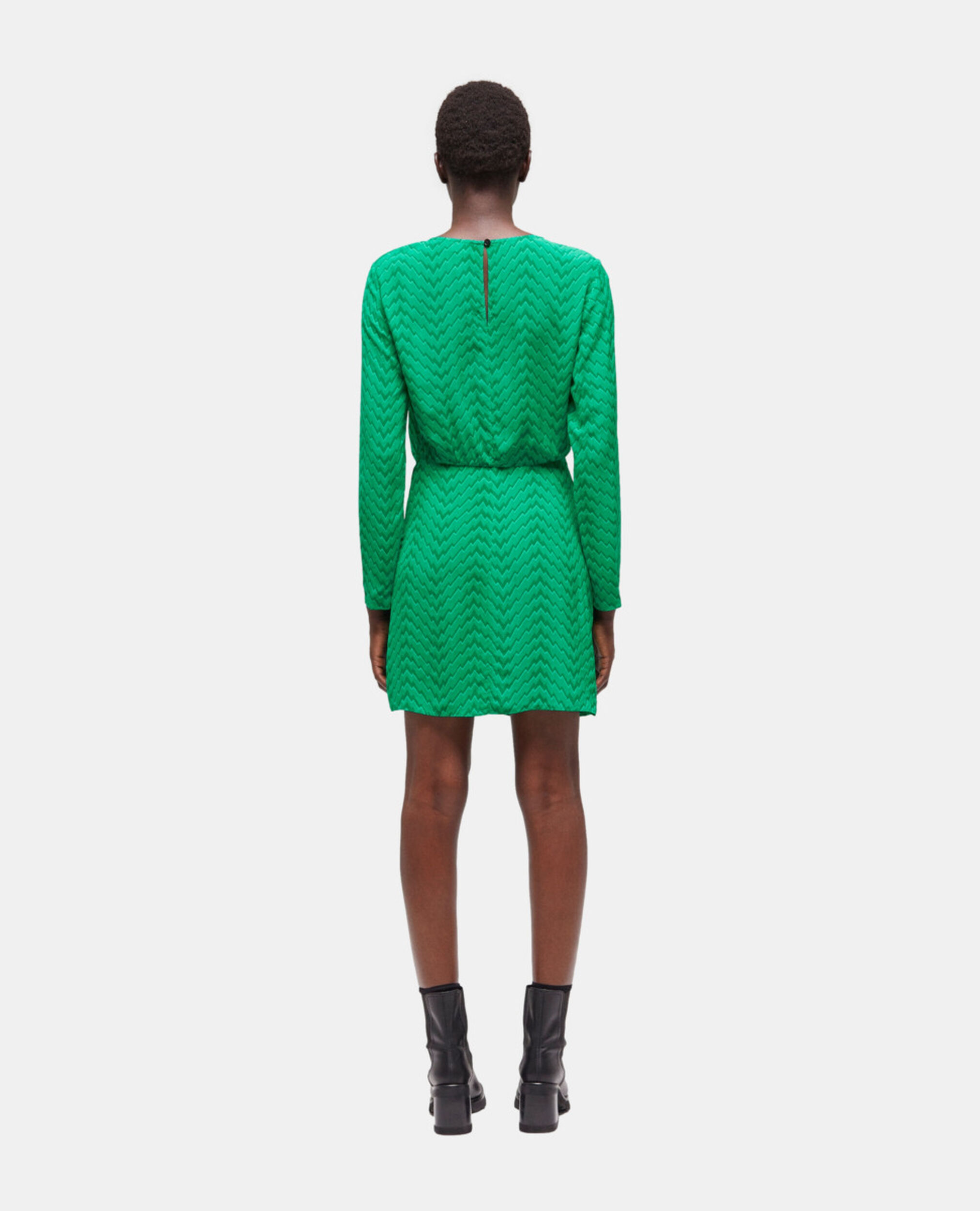 Robe courte imprimée zigzag verte, GREEN, hi-res image number null