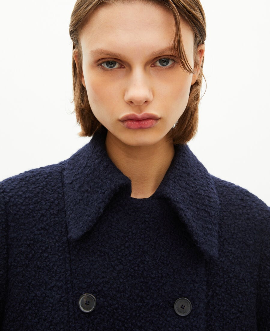 The Kooples WOMEN NAVY navy bouclette wool coat