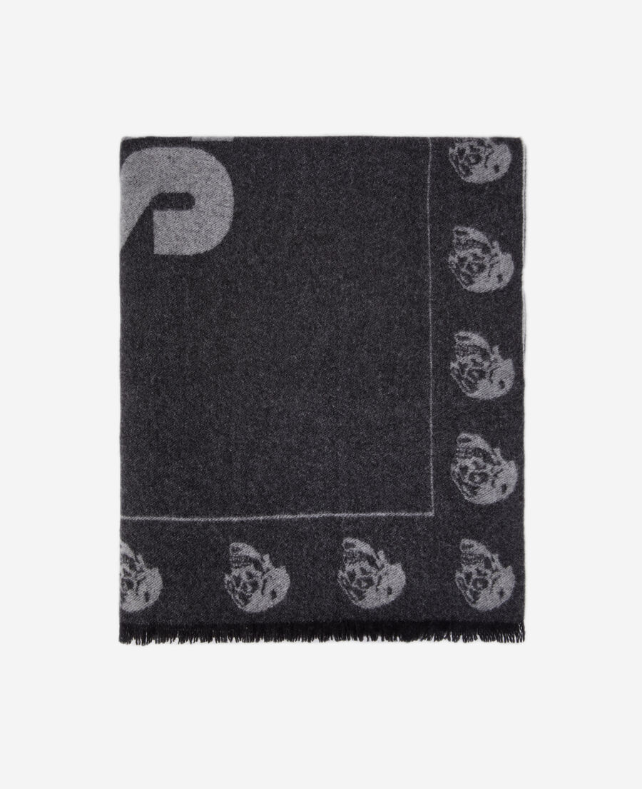 grey wool scarf with logo