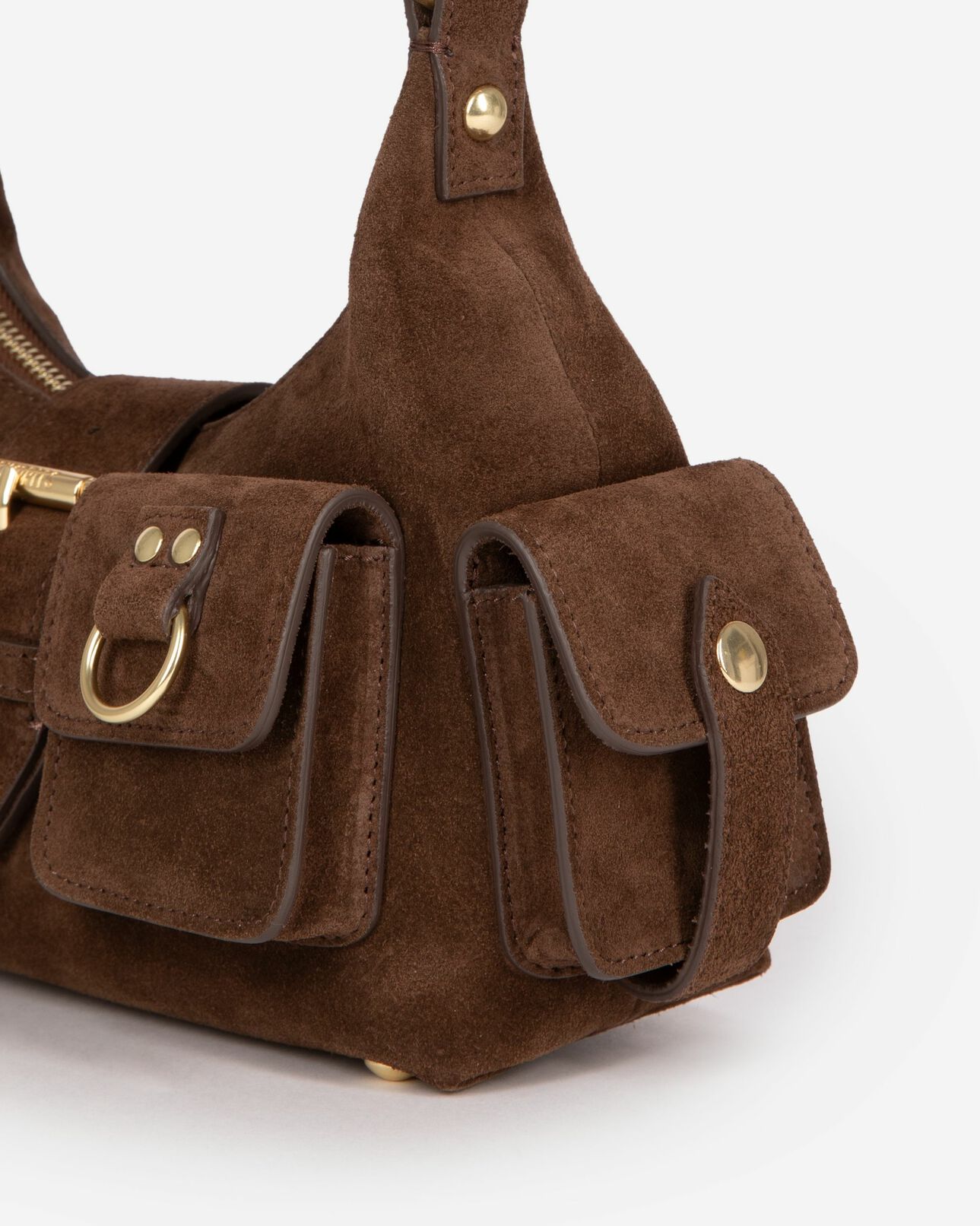 The Kooples FEMME CHOCOLATE sac amelia small en suède marron