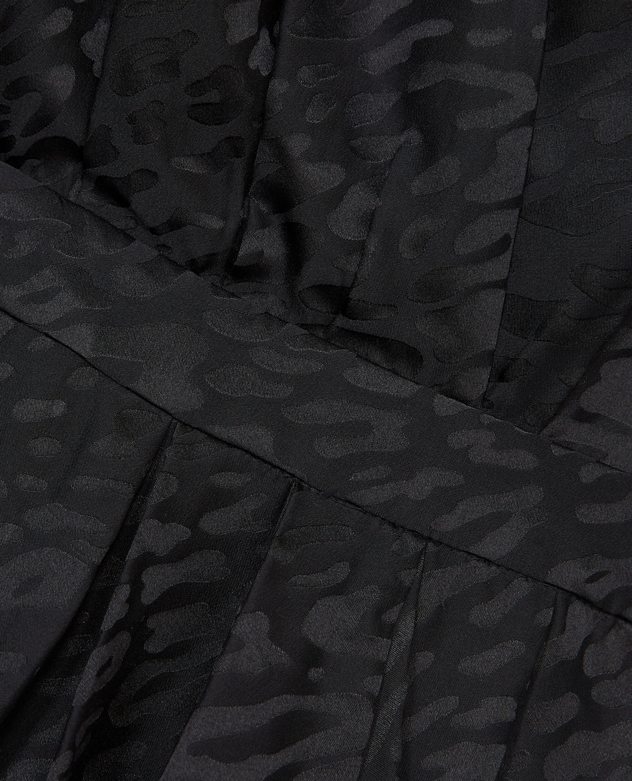 Kurzes Kleid Jacquard Leopard V-Ausschnitt, BLACK, hi-res image number null