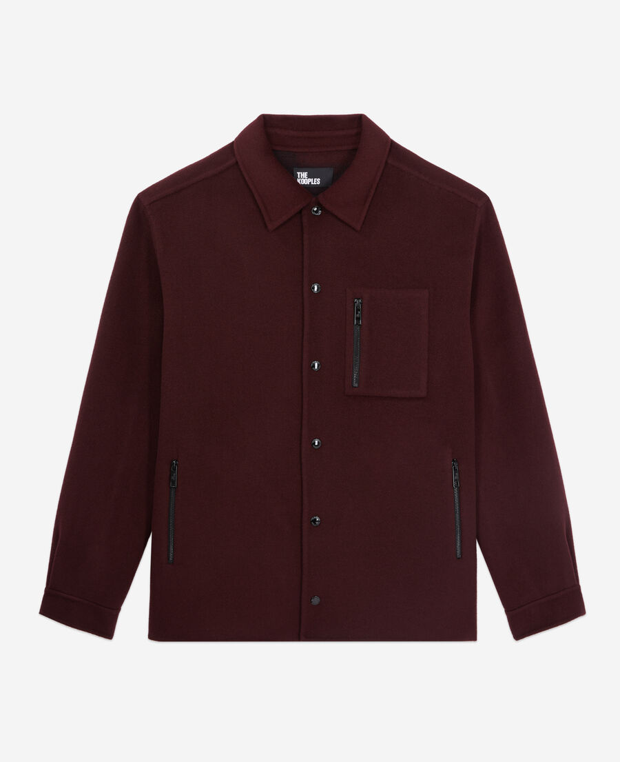 blouson type surchemise bordeaux en laine mélangée