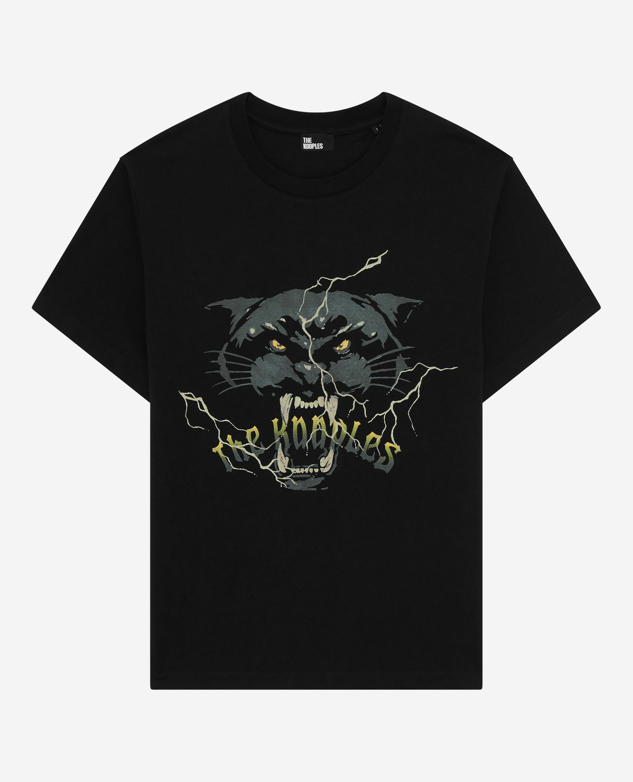 T-shirt with black rhinestone screen print, BLACK WASHED, hi-res image number null