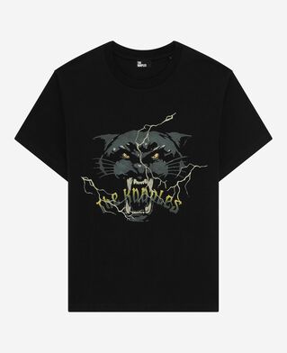 The Kooples WOMEN BLACK WASHED t-shirt with black rhinestone screen print