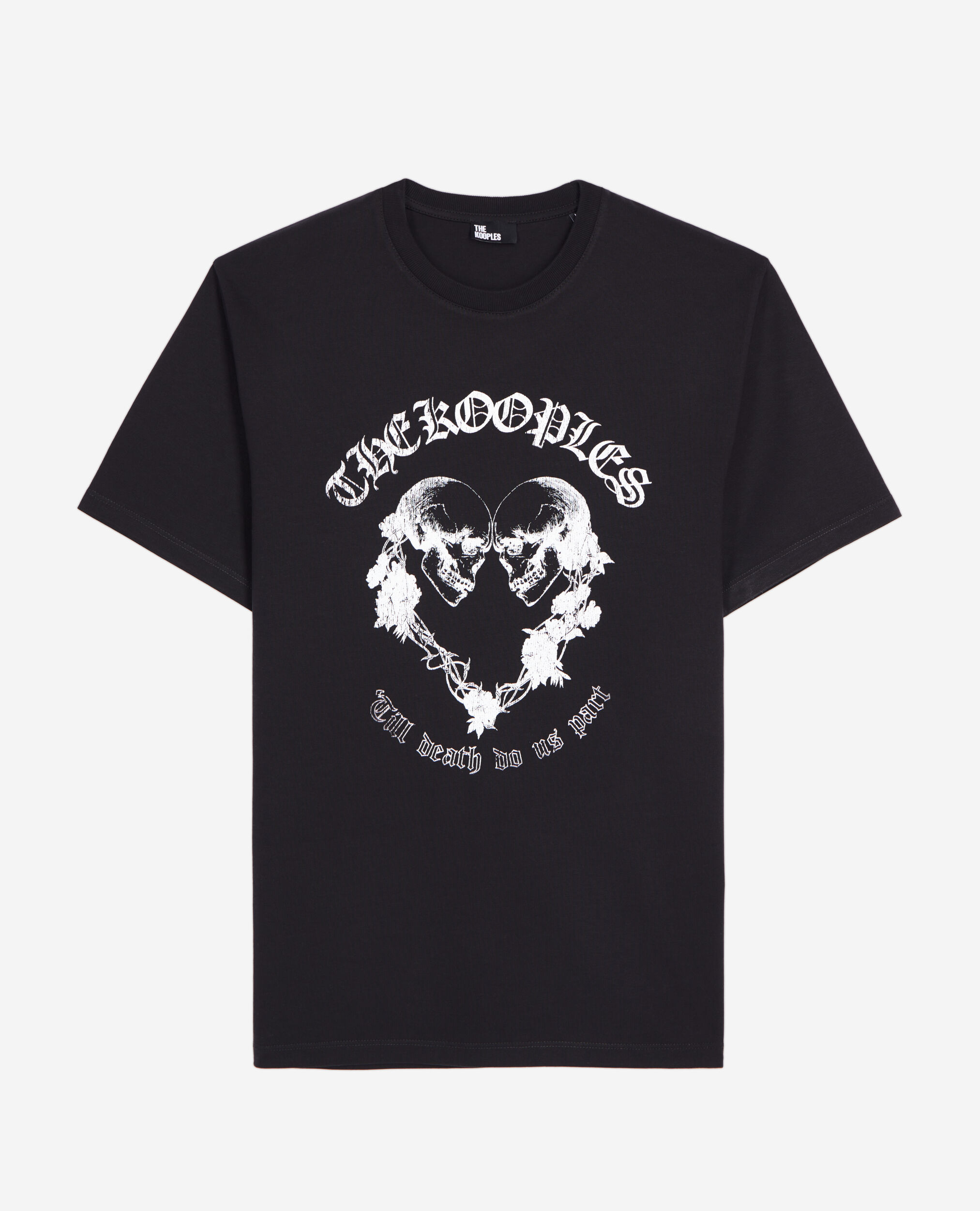 Black t-shirt with Skull heart serigraphy, BLACK, hi-res image number null