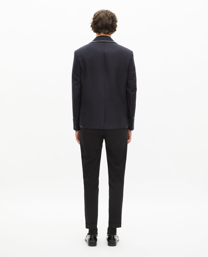 The Kooples HOMME DARK NAVY veste en laine m&eacute;lang&eacute;e bleu marine