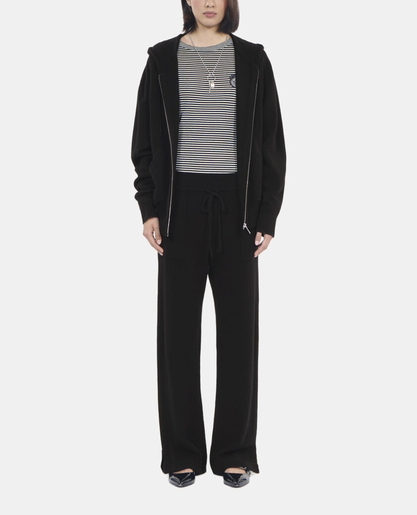 The Kooples FEMME BLACK pantalon en laine et cachemire noir