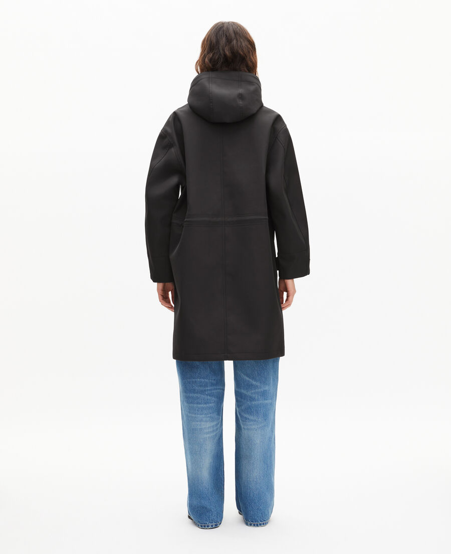 The Kooples DAMEN BLACK langer parka mit kapuze in schwarz