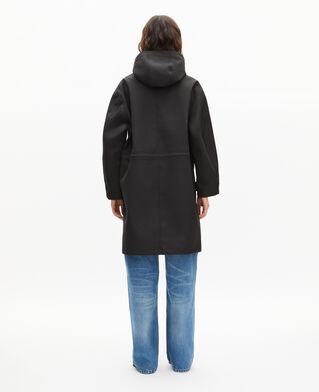 The Kooples DAMEN BLACK langer parka mit kapuze in schwarz