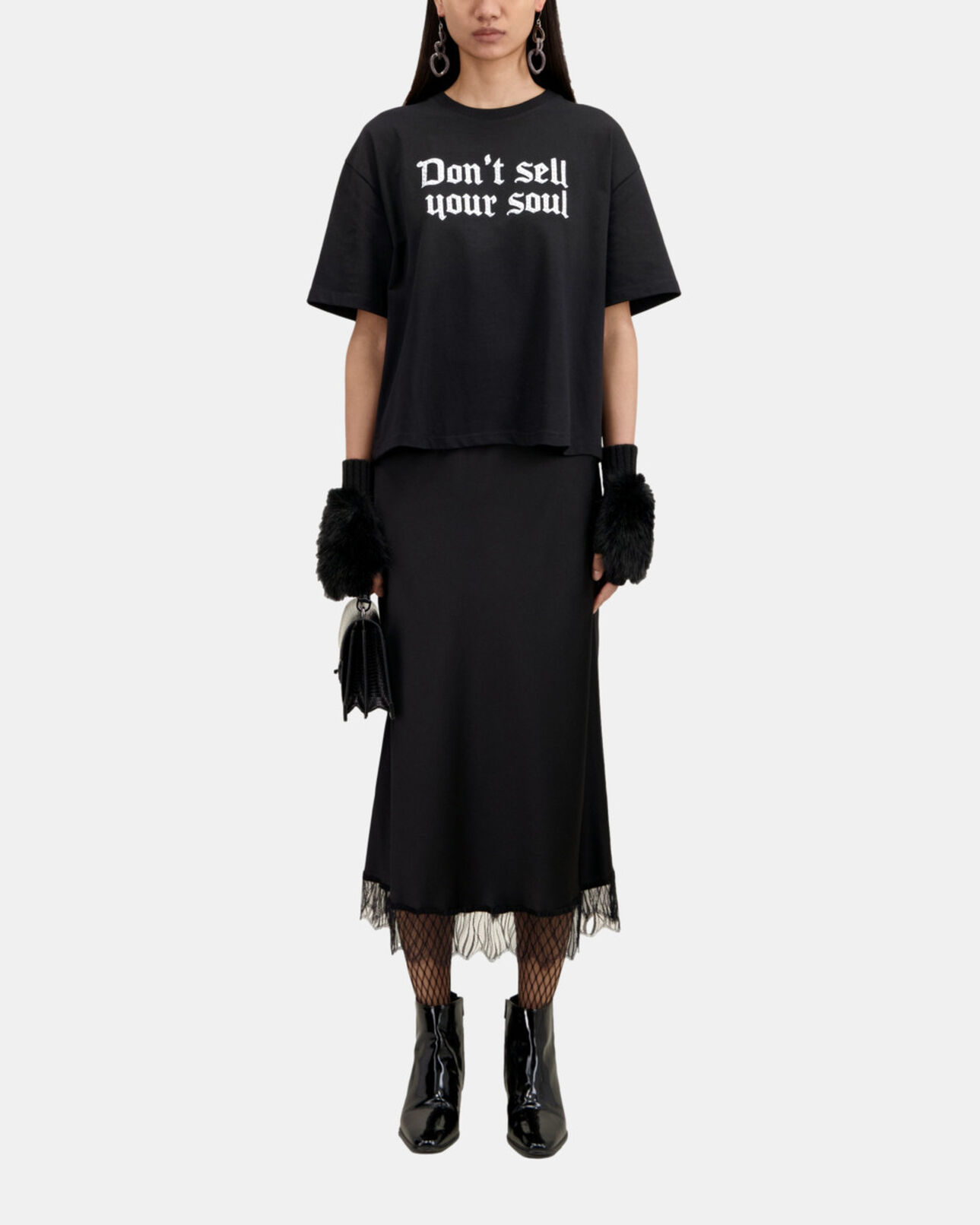 The Kooples FEMME BLACK t-shirt femme noir avec sérigraphie don't sell your soul