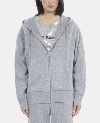 The Kooples FEMME MIDDLE GREY MEL sweatshirt &agrave; capuche en laine et cachemire gris