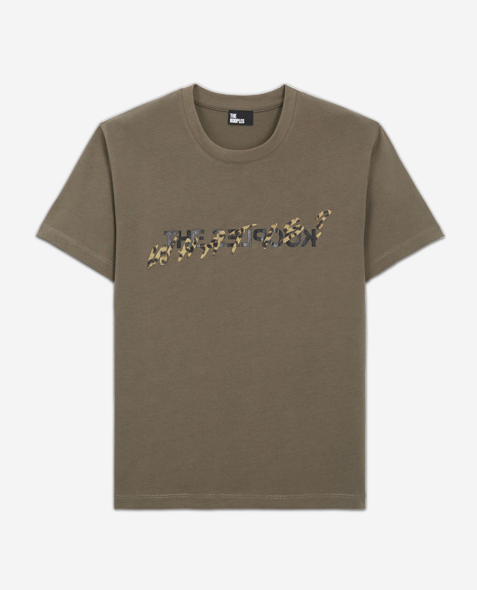 Women's khaki and leopard print what is t-shirt, ALGUE, hi-res image number null