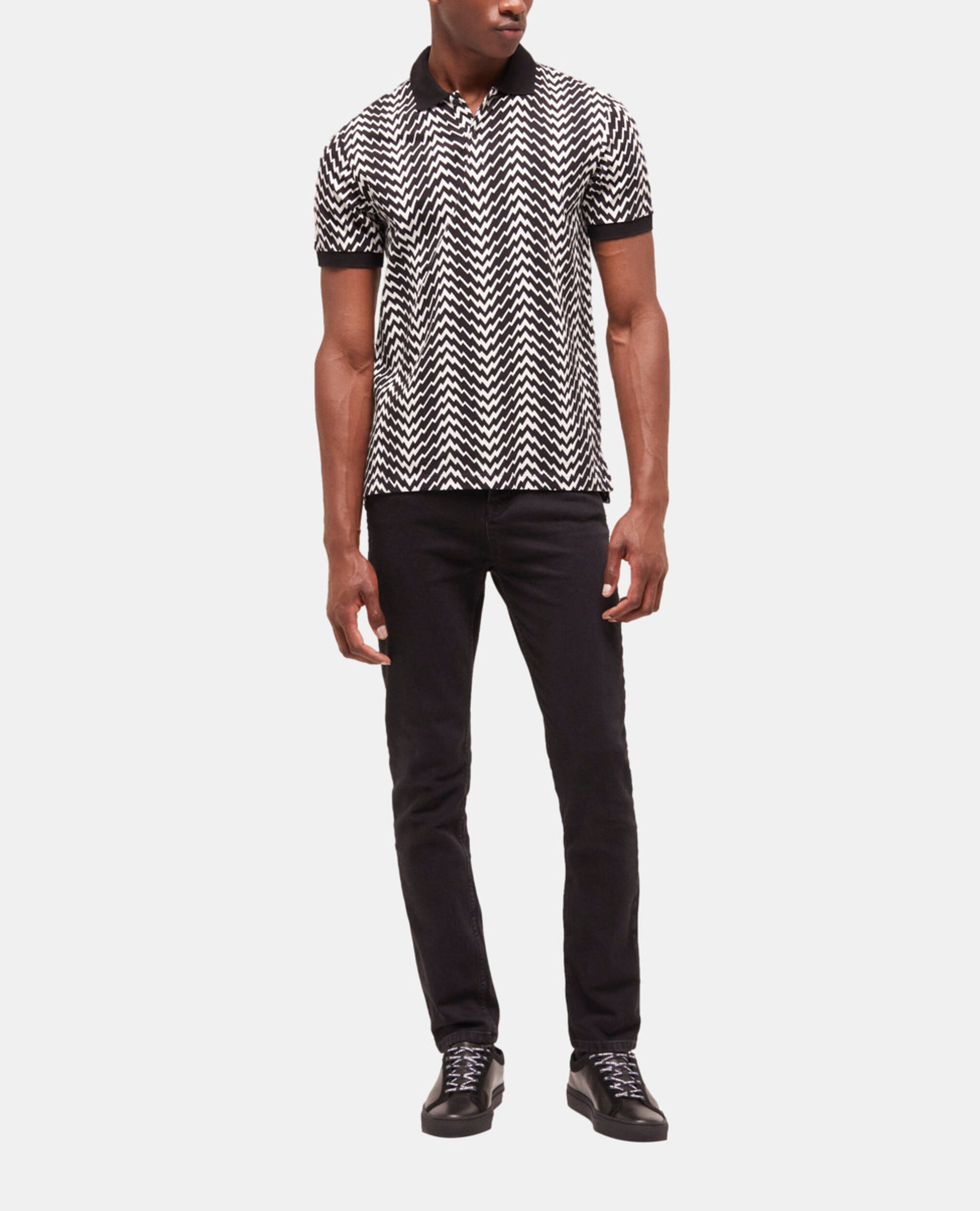 Printed polo shirt, BLACK / WHITE, hi-res image number null
